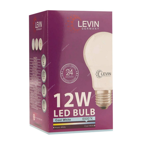 Levin A Type ECO LED Bulb, LBL-65, IP20, A60, E27, 12W, 6500K, Daylight
