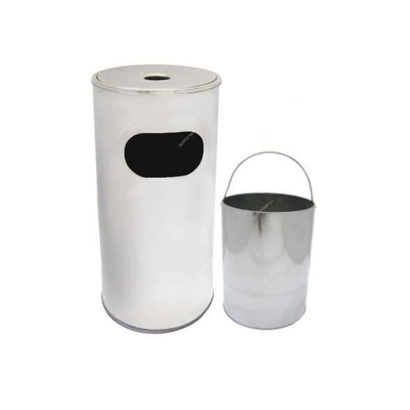 Califorca Ashtray Dustbin, 20003, Stainless Steel, 30 Ltrs Capacity, Silver