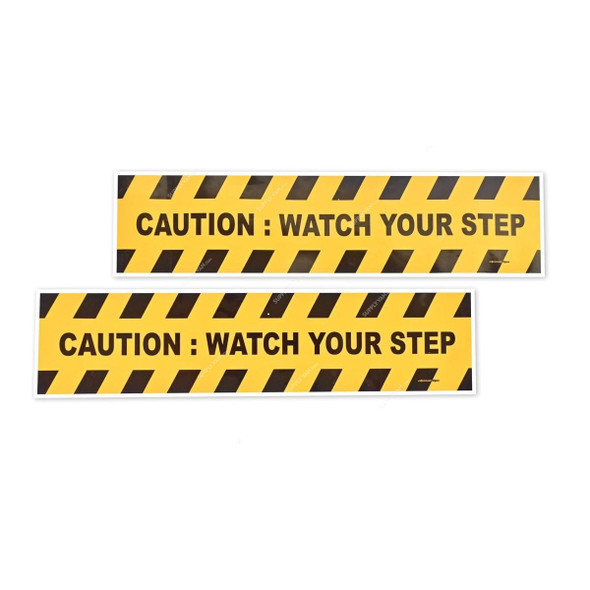 eSplanade Warning Sign Sticker, Vinyl, 80MM Width x 350MM Length, Yellow, 2 Pcs/Pack