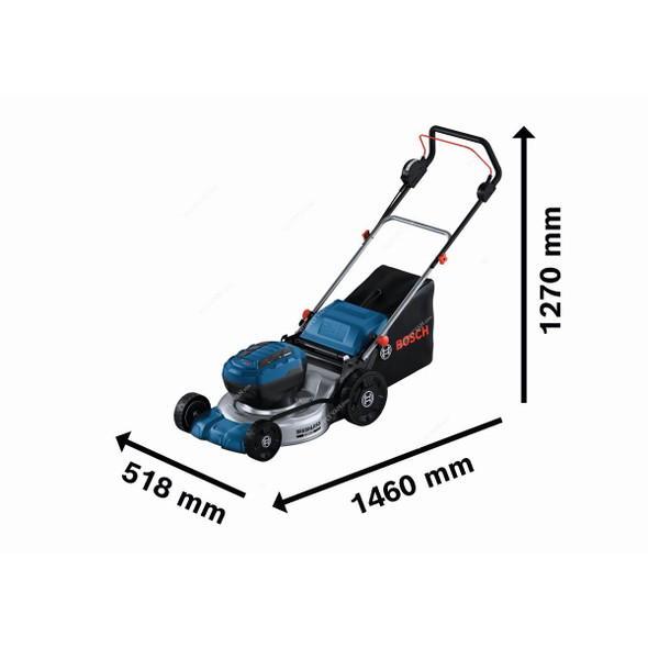 Bosch Professional Cordless Biturbo Lawn Mower, GRA-18V2-46, 18V, 46CM Cutting Width