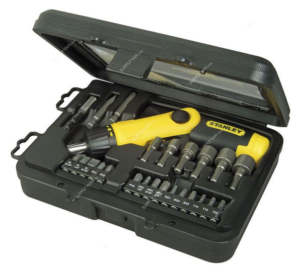Stanley Pistol Grip Ratchet Screwdriver Set, 0-63-022, 25 Pcs/Set Stanley Pistol Grip Ratchet Screwdriver Set, 0-63-022, 25 Pcs/Set