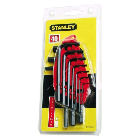 Stanley Straight Male Elbow Hex Key Set, 0-69-253, 10 Pcs/Set
