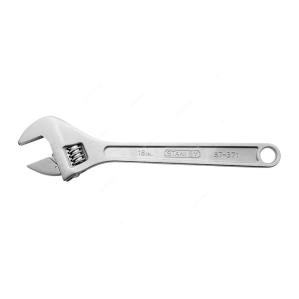 Stanley Adjustable Wrench, 1-87-371, 54MM Jaw Capacity, 18 Inch Length