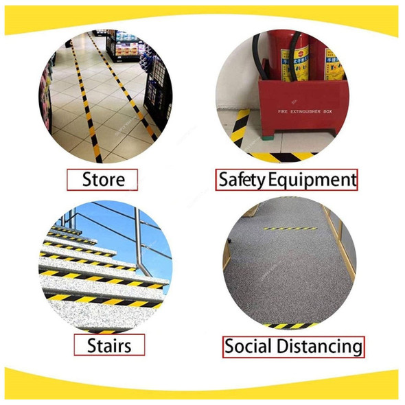 Warrior Floor Marking Tape, 50MM Width x 33 Mtrs Length, Black/Yellow