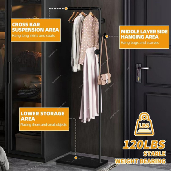 Metal Coat Freestanding Rack Stand, 67 Inch Height, 45 x 25CM Base Size, Black