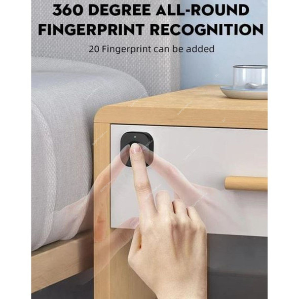 Naierdi Smart Biometric Cabinet Lock, ABS/Zinc Alloy, 29.88MM Width x 29.9MM Length, Black