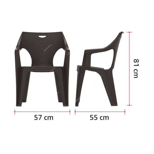 Cosmoplast Duke Outdoor Garden Chair, Plastic, 145 Kg Weight Capacity, Dark Grey