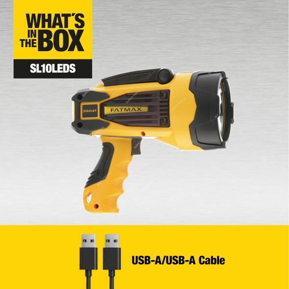 Stanley Rechargeable LED Flashlight, SL10LEDS, Fatmax, 10W, 2200 LM Stanley Rechargeable LED Flashlight, SL10LEDS, Fatmax, 10W, 2200 LM