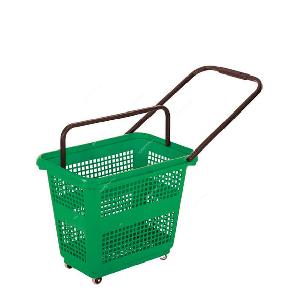Barcelona Basket With Wheels, 43.5CM Height x 39.5CM Width x 57.5CM Length, 54 Ltrs Capacity, Green Barcelona Basket With Wheels, 43.5CM Height x 39.5CM Width x 57.5CM Length, 54 Ltrs Capacity, Green