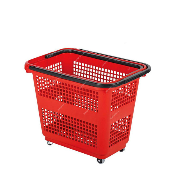 Barcelona Basket With Wheels, 43.5CM Height x 39.5CM Width x 57.5CM Length, 54 Ltrs Capacity, Red Barcelona Basket With Wheels, 43.5CM Height x 39.5CM Width x 57.5CM Length, 54 Ltrs Capacity, Red