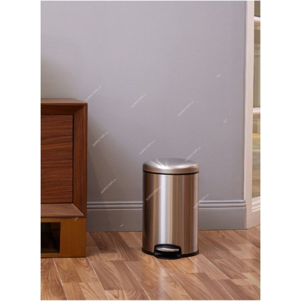 Eko Pedal Trash Bin, SS98-12, Stainless Steel, 12 Ltrs, Silver
