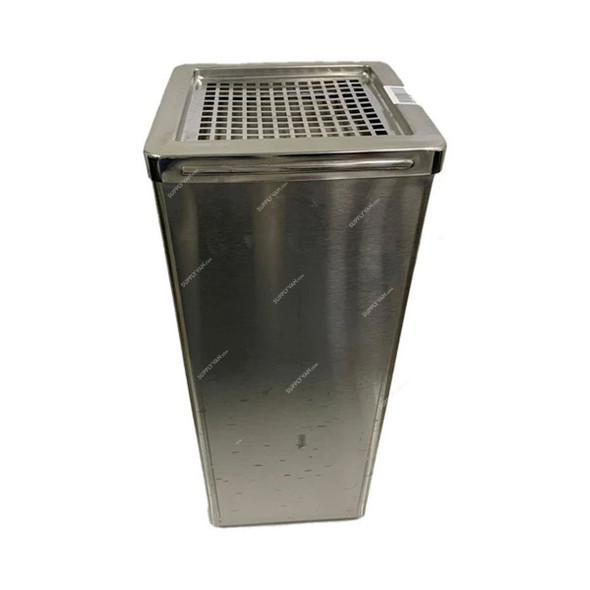Akc Ashtray Trash Bin, SS14, Stainless Steel, 30 Ltrs, Metallic Silver