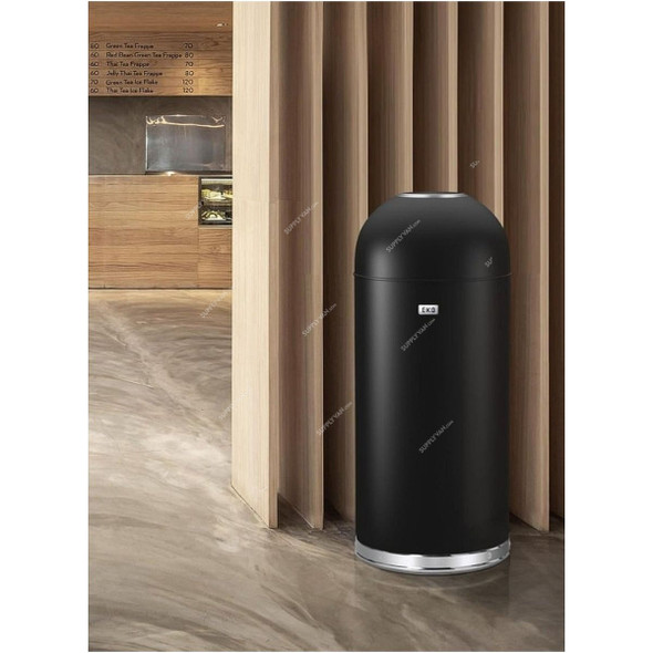 Eko Open Top Commercial Trash Bin, SS84K-30, Eternal, Stainless Steel, 30 Ltrs, Black