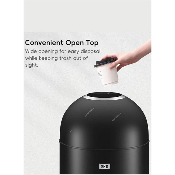Eko Open Top Commercial Trash Bin, SS84K-30, Eternal, Stainless Steel, 30 Ltrs, Black