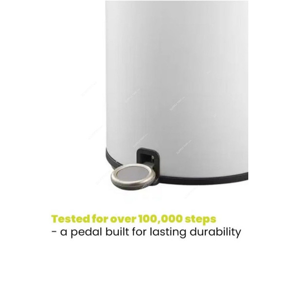 Eko Pedal Trash Bin, SS92W-12, Cosmo, Stainless Steel, 12 Ltrs, White