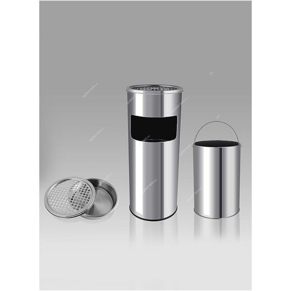Akc Outdoor Ashtray Trash Bin, SS06, Stainless Steel, 59CM Height x 20.5CM Dia