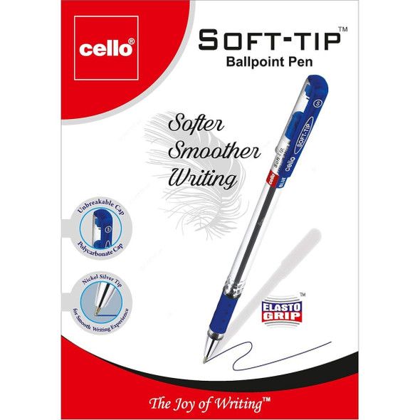 Cello Soft Tip Ballpoint Pen, ‎SOFT7-12B, 0.7MM Tip Size, Blue, 12 Pcs/Pack Cello Soft Tip Ballpoint Pen, ‎SOFT7-12B, 0.7MM Tip Size, Blue, 12 Pcs/Pack