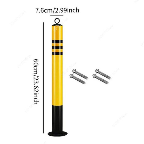 Parking Barrier Bollard Post, Steel, 7.6CM Dia x 60CM Height, Yellow/Black Parking Barrier Bollard Post, Steel, 7.6CM Dia x 60CM Height, Yellow/Black