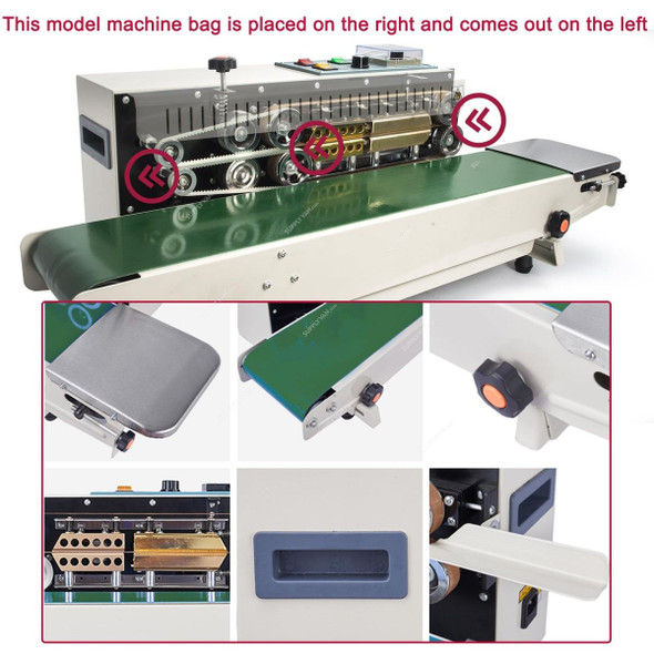 Automatic Continuous Band Sealing Machine, DBF-900, 500W, 110V, 10MM Sealing Width