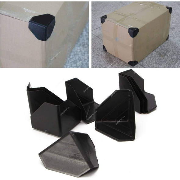 Shipping Box Corner Protector, Polypropylene, 60MM x 60MM Wing Size, Black, 100 Pcs/Pack