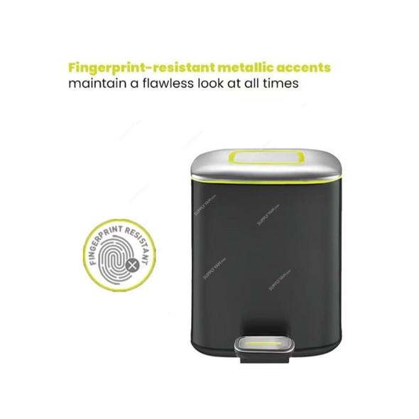 Eko Pedal Trash Bin, SS71K-6, Stainless Steel, 6 Ltrs, Black/Silver Eko Pedal Trash Bin, SS71K-6, Stainless Steel, 6 Ltrs, Black/Silver