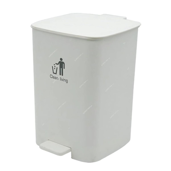 Akc Pedal Trash Bin, GC92-13, Plastic, 13 Ltrs, White