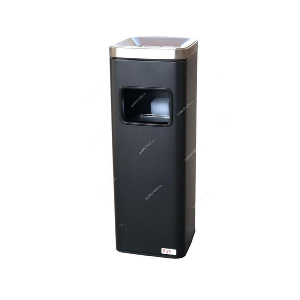 Akc Square Ashtray Bin, SS29K, Stainless Steel, 30 Ltrs, Black/Silver