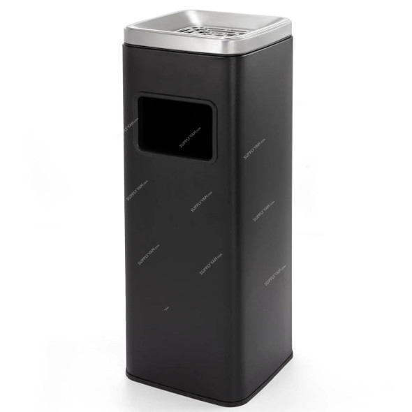 Akc Square Ashtray Bin, SS29K, Stainless Steel, 30 Ltrs, Black/Silver