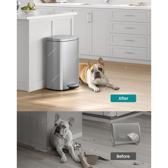 Akc Pedal Trash Bin, SS34-50, Stainless Steel, 50 Ltrs, Silver