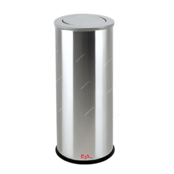 Akc Trash Bin With Swing Lid, SS23-30, Stainless Steel, 30 Ltrs, Silver
