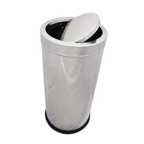 Akc Trash Bin With Swing Lid, SS23-30, Stainless Steel, 30 Ltrs, Silver