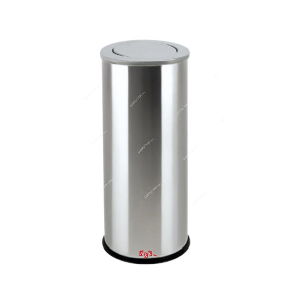 Akc Trash Bin With Swing Lid, SS23-20, Stainless Steel, 20 Ltrs, Silver