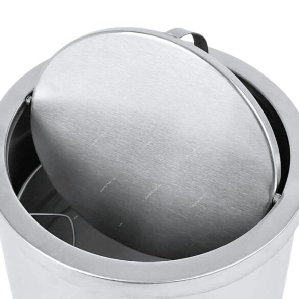 Akc Trash Bin With Swing Lid, SS23-20, Stainless Steel, 20 Ltrs, Silver