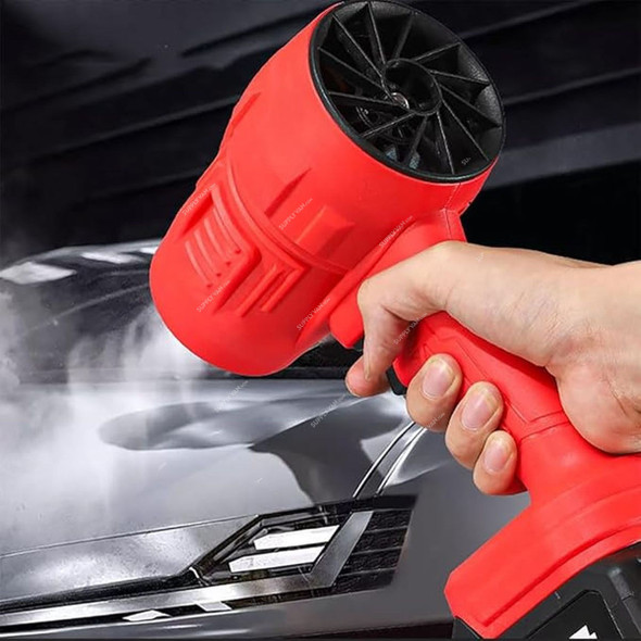 Portable Cordless Battery Powered Turbo Air Blower, 48V, 1x Battery, 1x Charger, Red Portable Cordless Battery Powered Turbo Air Blower, 48V, 1x Battery, 1x Charger, Red
