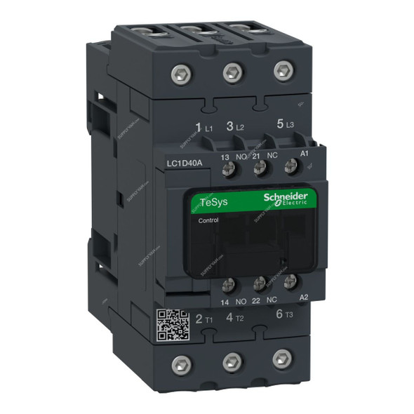 Schneider Electric Contactor, LC1D40AM7, TeSys D, 3 Pole, 440VAC, 40A, 3NO