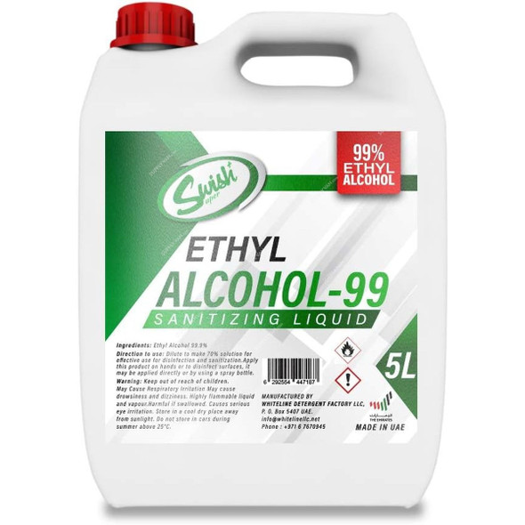 Swish Super 99.9% Ethyl Alcohol Sanitizing Liquid, 5 Ltrs