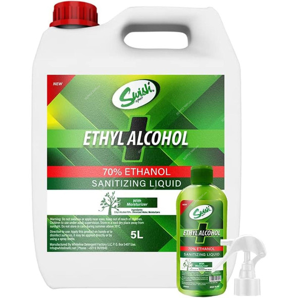 Swish Super 70% Ethyl Alcohol Sanitizing Liquid With 250ML Spray, Cherry, 5 Ltrs, 4 Pcs/Carton