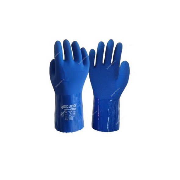 Scudo PVC Triple Dipped Chemical Gloves, SC-6080, ProChem, L, Blue Scudo PVC Triple Dipped Chemical Gloves, SC-6080, ProChem, L, Blue