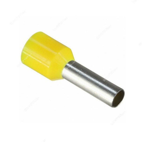Bootlace Ferrule, E2516, 4 AWG, 25 SQ.MM x 16MM Length, Yellow, 100 Pcs/Pack