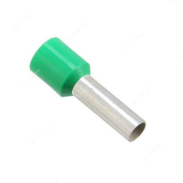 Bootlace Ferrule, E1612, 5 AWG, 16 SQ.MM x 12MM Length, Green, 100 Pcs/Pack