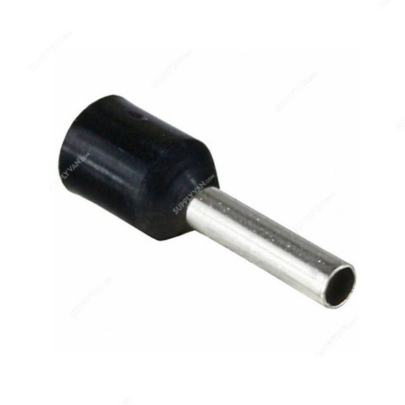 Bootlace Ferrule, E1012, 8 AWG, 10 SQ.MM x 12MM Length, Black, 100 Pcs/Pack