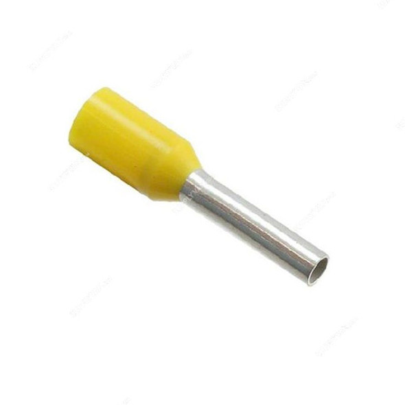 Bootlace Ferrule, E4008, 12 AWG, 4 SQ.MM x 8MM Length, Yellow, 100 Pcs/Pack