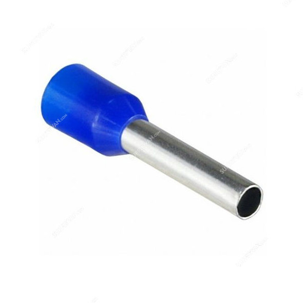 Bootlace Ferrule, E2508, 14 AWG, 2.5 SQ.MM x 8MM Length, Blue, 100 Pcs/Pack