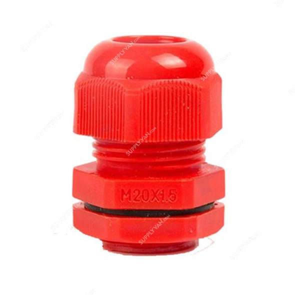 PVC Cable Gland, M20 Thread Size, 6-12MM Cable Size, Red, 100 Pcs/Pack