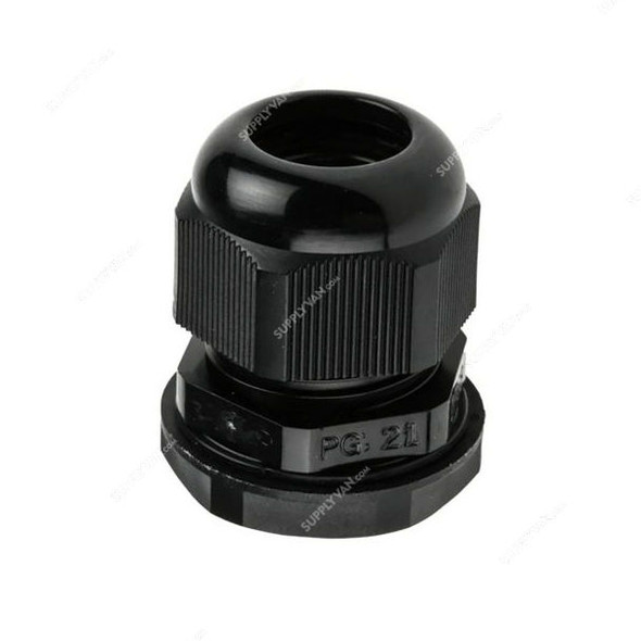 PVC Gland, PG-21, 13-18MM Cable Size, Black, 100 Pcs/Pack