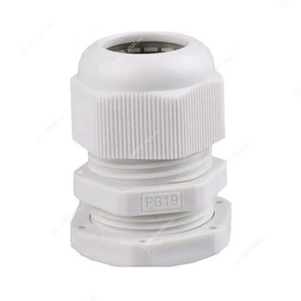 PVC Gland, PG-19, 24MM Outer Dia, 12-16MM Cable Size, White, 100 Pcs/Pack
