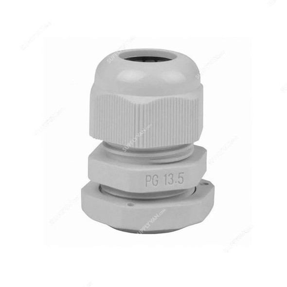 PVC Gland, PG-13.5, 20.2MM Outer Dia, 6-12MM Cable Size, White, 100 Pcs/Pack