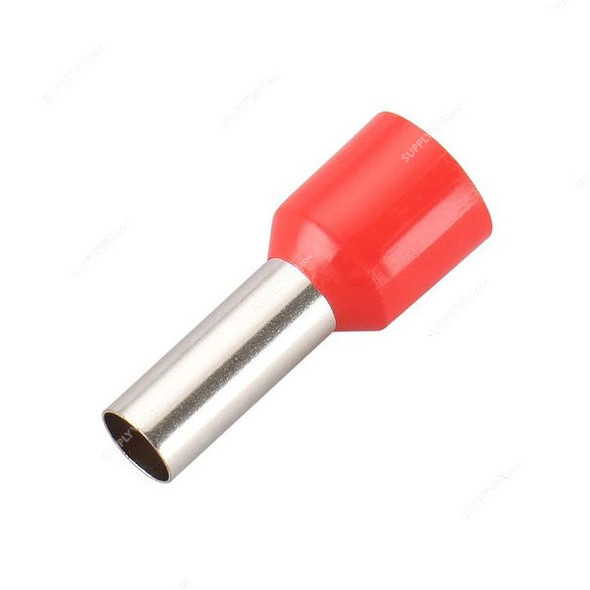 Bootlace Ferrule, E1012, 8 AWG, 10 SQ.MM x 12MM Length, Red, 100 Pcs/Pack