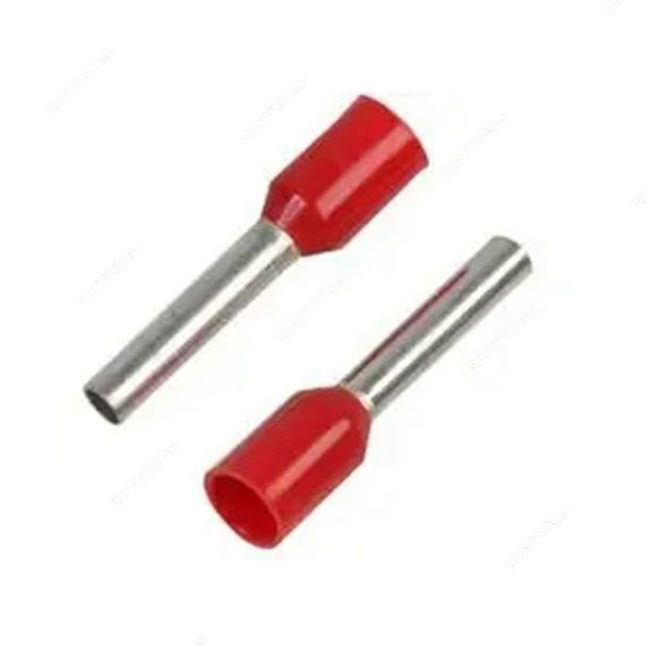 Bootlace Ferrule, E6012, 10 AWG, 6 SQ.MM x 12MM Length, Red, 100 Pcs/Pack