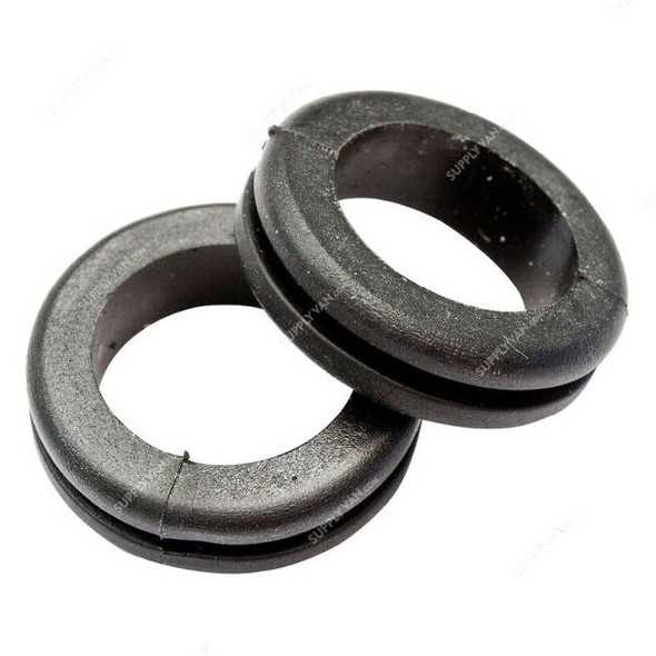 Open Type PVC Rubber Grommet, 25MM Hole Dia, Black, 100 Pcs/Pack